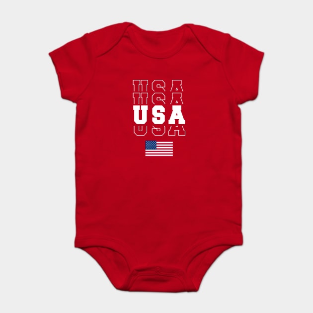 4th of July Patriotic American Flag usa vintage letter print Baby Bodysuit by Tshirtiz